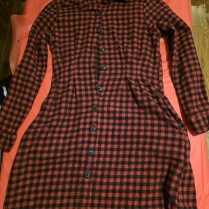 Cato Red and Black Checkered Shirt Dress Medium